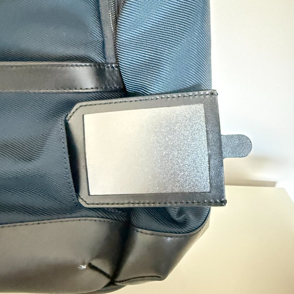 Mont Blanc Backpack Navy Blue Black Leather Trim Computer Slot - Picture 3 of 8